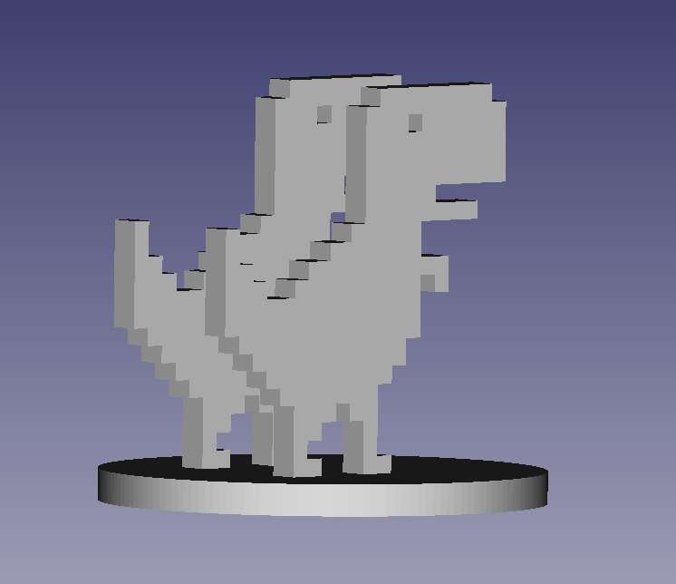 T-Rex Chrome Pixel Phone Holder 3D Druck gerenderte Darstellung