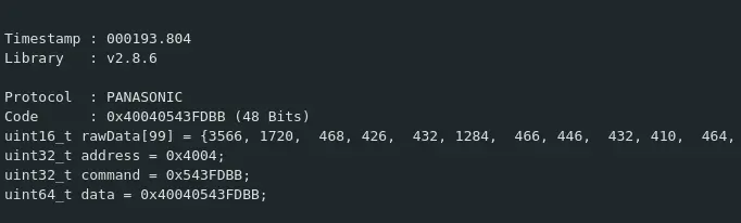 Serial Terminal ESP8266 IR Protokoll