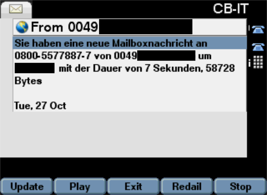 Cisco Phone messages detail  Sprachmailbox
